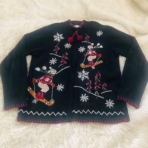 Victoria Jones Christmas sweater black with red